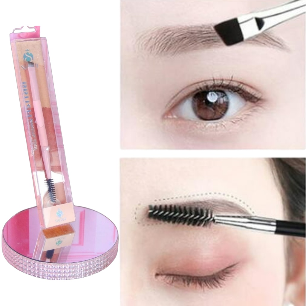 Pincel Cepillo de Cejas y Pestañas Angulado y Brocha Sagui